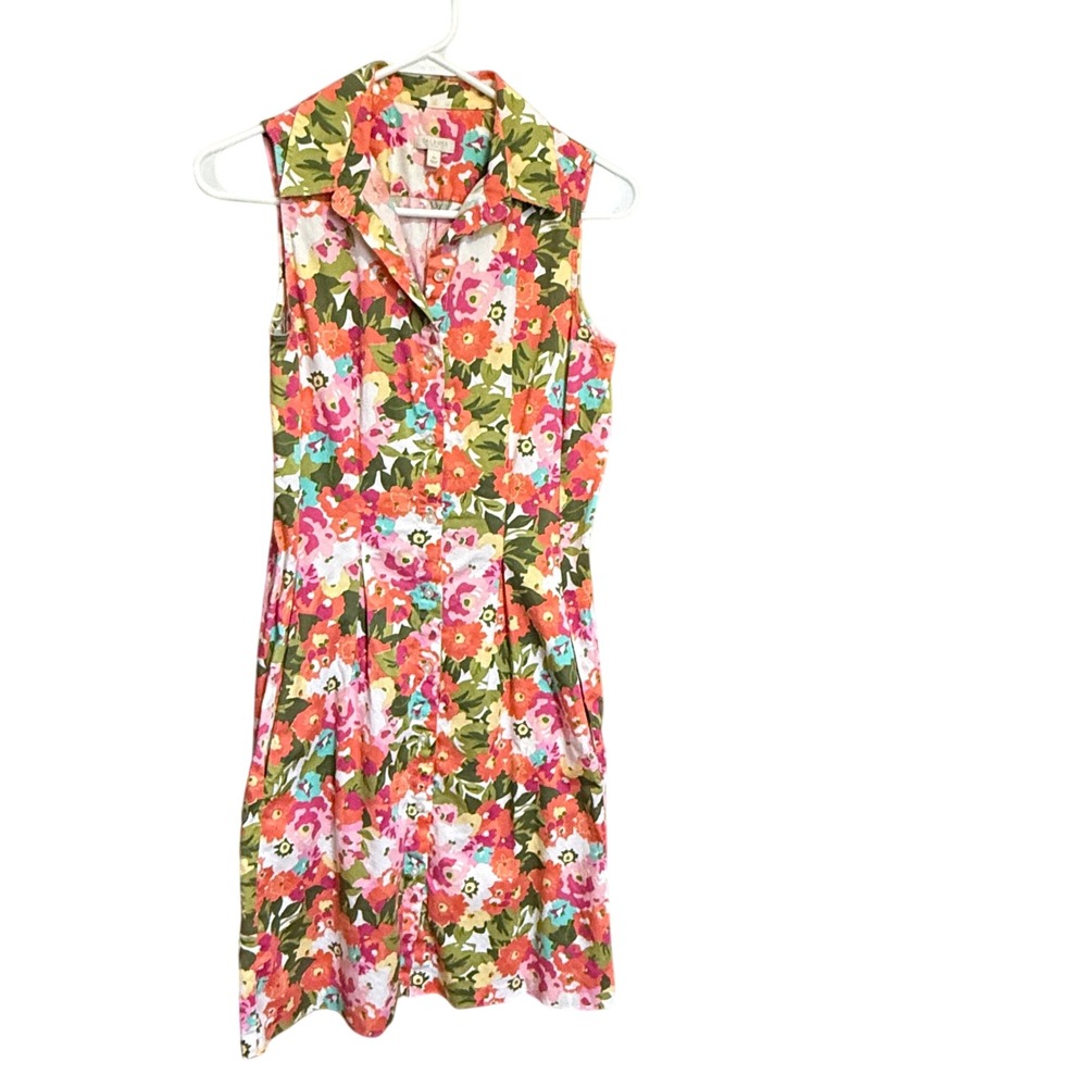 Talbots Floral Sleeveless Shirtdress Daydress 4P Multicolor Excellent Cotton 4P‎